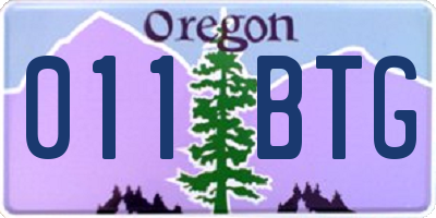 OR license plate 011BTG