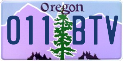 OR license plate 011BTV