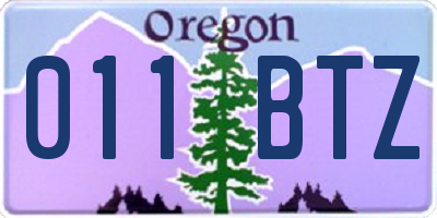 OR license plate 011BTZ