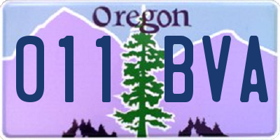 OR license plate 011BVA