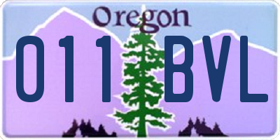 OR license plate 011BVL