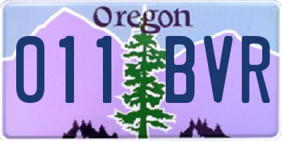 OR license plate 011BVR