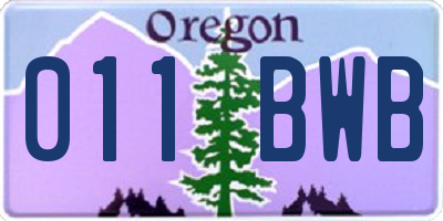 OR license plate 011BWB