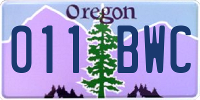 OR license plate 011BWC