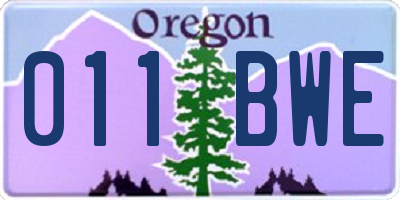 OR license plate 011BWE