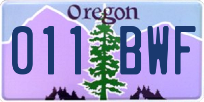 OR license plate 011BWF