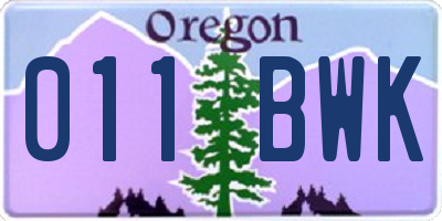 OR license plate 011BWK