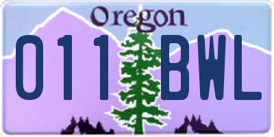 OR license plate 011BWL