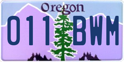 OR license plate 011BWM