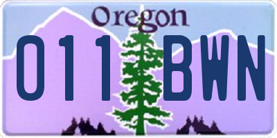 OR license plate 011BWN