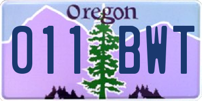 OR license plate 011BWT