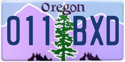 OR license plate 011BXD