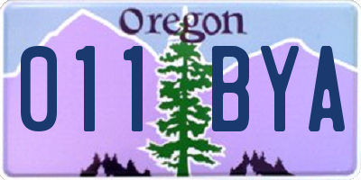 OR license plate 011BYA