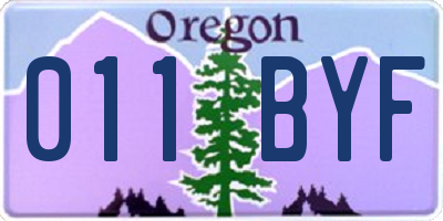 OR license plate 011BYF