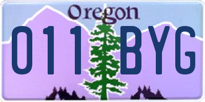 OR license plate 011BYG