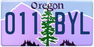 OR license plate 011BYL