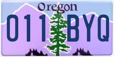 OR license plate 011BYQ