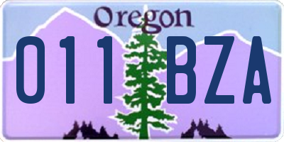 OR license plate 011BZA