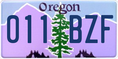 OR license plate 011BZF