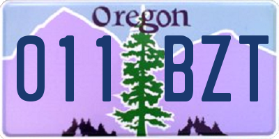 OR license plate 011BZT