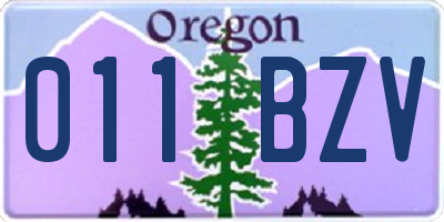 OR license plate 011BZV