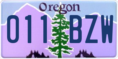 OR license plate 011BZW