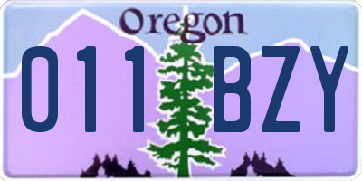OR license plate 011BZY