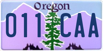 OR license plate 011CAA