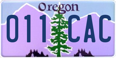 OR license plate 011CAC