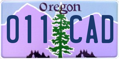 OR license plate 011CAD