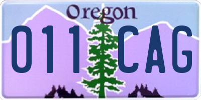 OR license plate 011CAG