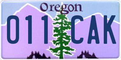 OR license plate 011CAK