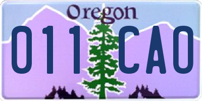 OR license plate 011CAO