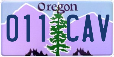 OR license plate 011CAV