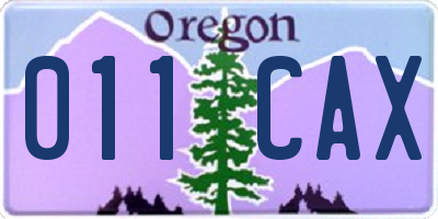 OR license plate 011CAX