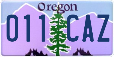 OR license plate 011CAZ