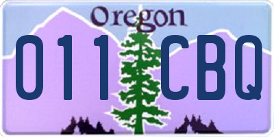 OR license plate 011CBQ