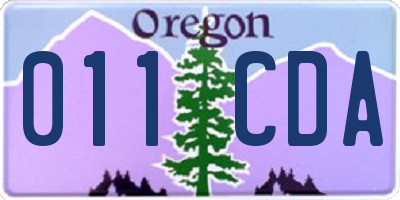 OR license plate 011CDA