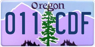 OR license plate 011CDF