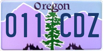 OR license plate 011CDZ