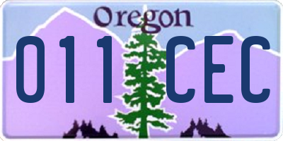 OR license plate 011CEC