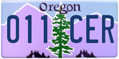 OR license plate 011CER