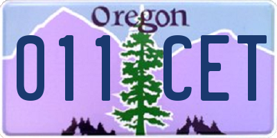 OR license plate 011CET