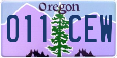 OR license plate 011CEW
