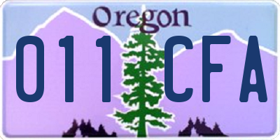OR license plate 011CFA