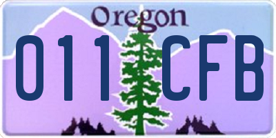 OR license plate 011CFB