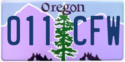 OR license plate 011CFW