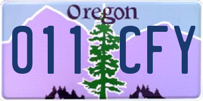 OR license plate 011CFY