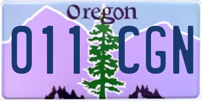 OR license plate 011CGN