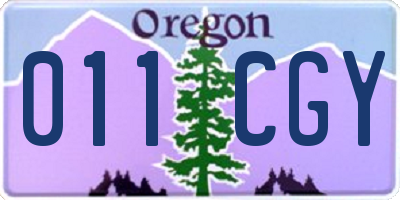 OR license plate 011CGY